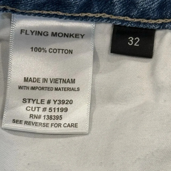 Flying Monkey Women's Denim Jeans Sz 32 Apart High Rise Straight Mom Ripped - Picture 4 of 4